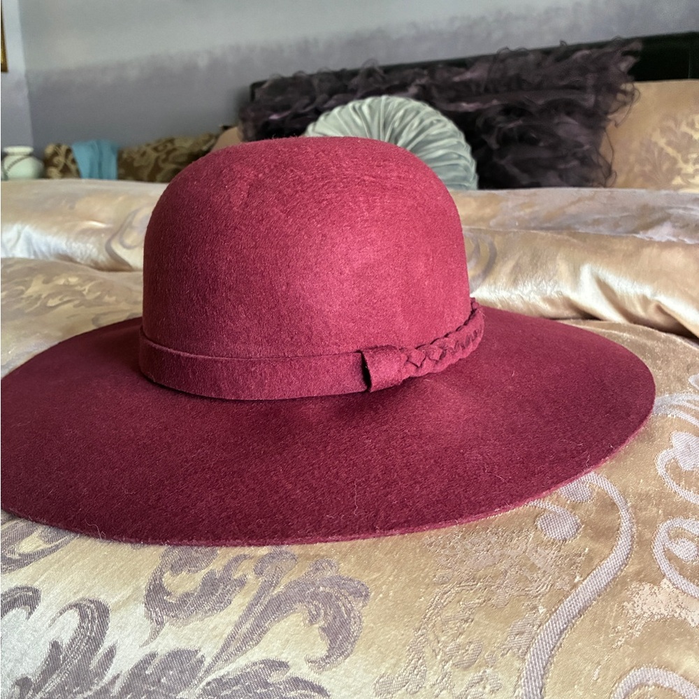 Burgundy Felt Wool Sunhat